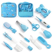 Baby Healthcare and Grooming Kit, Newborn Care Set with Digital Thermometer, Bath Thermometer, Hair Brush, Comb, Nail Care Tools, Nasal Aspirator and Travel Case