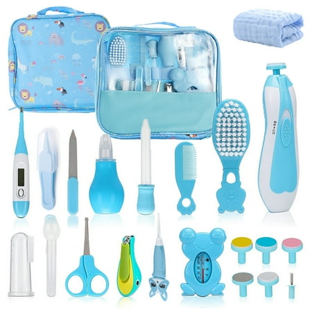 Byseng 23-in-1 Baby Healthcare Kit for Newborns & Infants - Nursery Grooming & Feeding Set, Blue