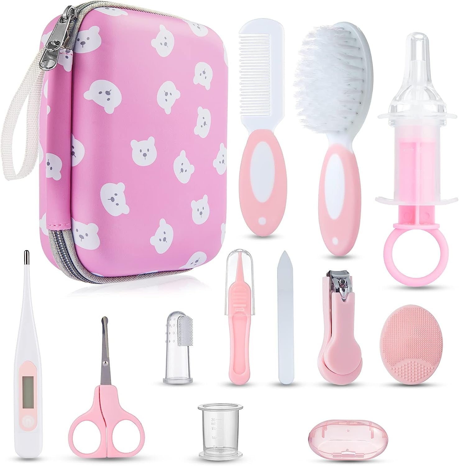 Baby Healthcare and Grooming Kit, Lictin Newborn Nursery Safety Health Care  Set for Newborn Infant Toddlers Baby Girls, Pink 
