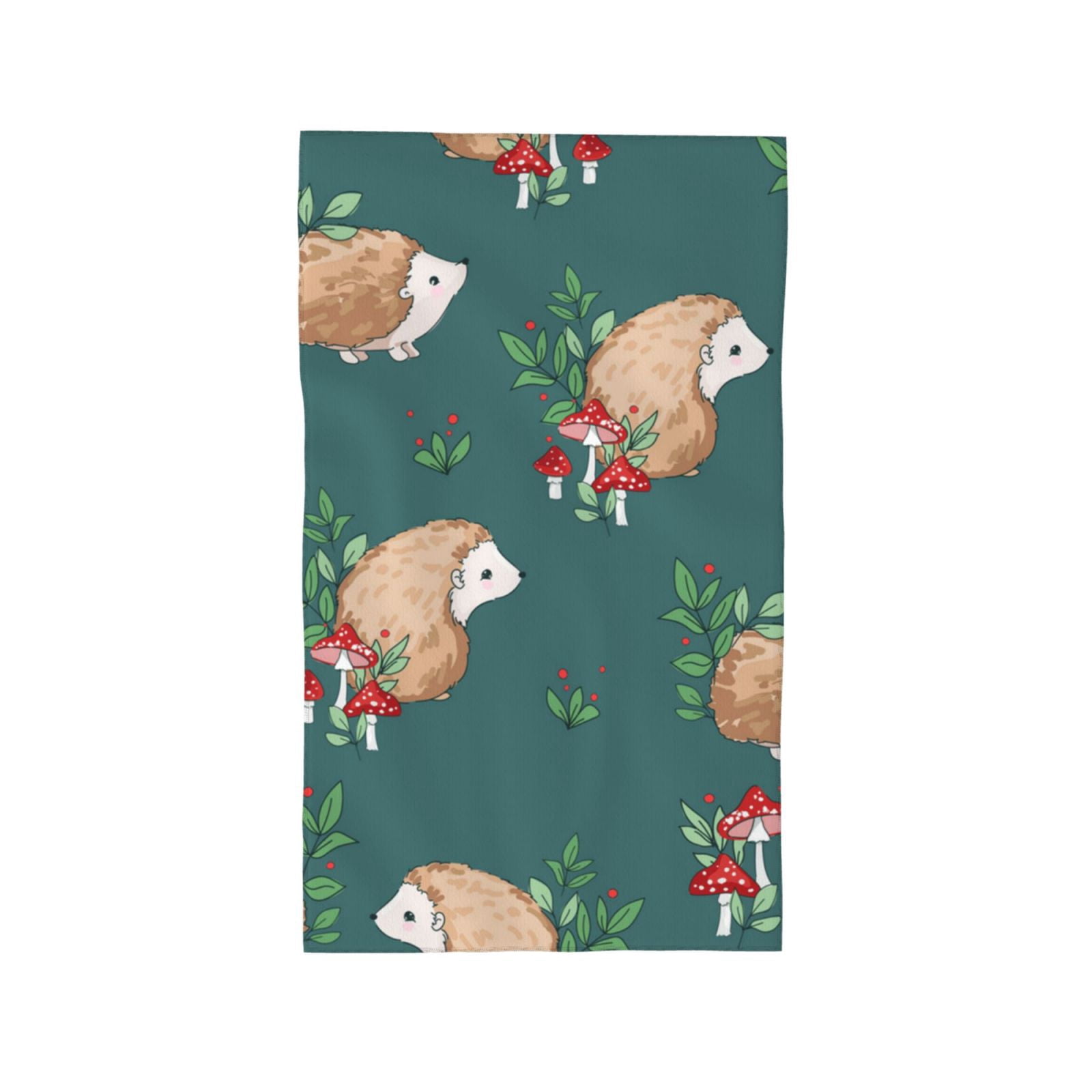 Baby Hedgehog Mushroom 27.5" x 16" Ultra Soft Hand Towel, Face Wash Cloth for Bathroom, Gym, Travel, Pool