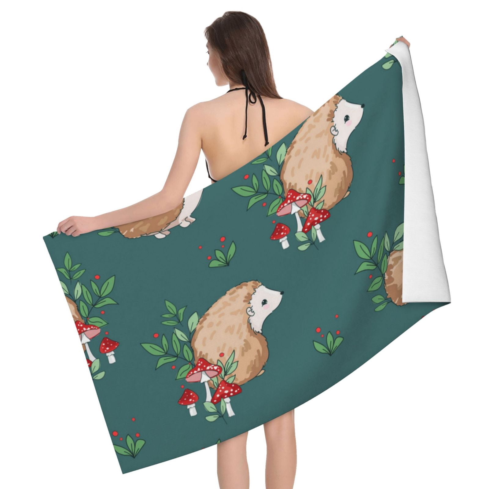 Baby Hedgehog Mushroom Beach Bath Towel Gym Spa Shower Towels Pool Soft 32" X 52" for Men Women