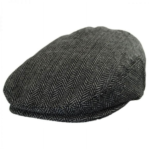 Baby Herringbone Wool Blend Ivy Cap - 46cm (12-18 M) - Charcoal