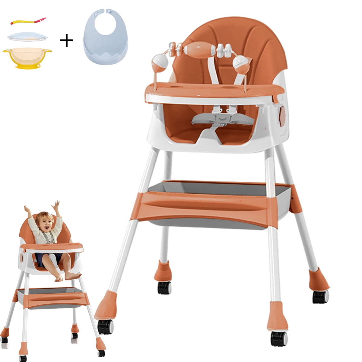 Baby High Chair, 4 in 1 Convertible Chair for High Chair, Booster Seat