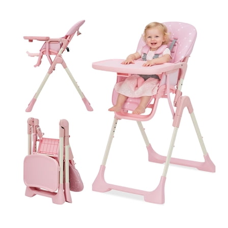 Baby High Chair,Foldable High Chair for Babies and Toddlers,Height Adjustable Feeding Chair, Adjustable Backrest and Footrest,Easy Assembly
