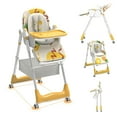 thumbnail image 1 of Baby High Chair, High Chairs for Babies and Toddlers with Adjustable Backrest/Footrest/Seat Height,Foldable High Chair with 4 Wheels, Toddler High Chair with Double Removable Tray(Yellow), 1 of 16