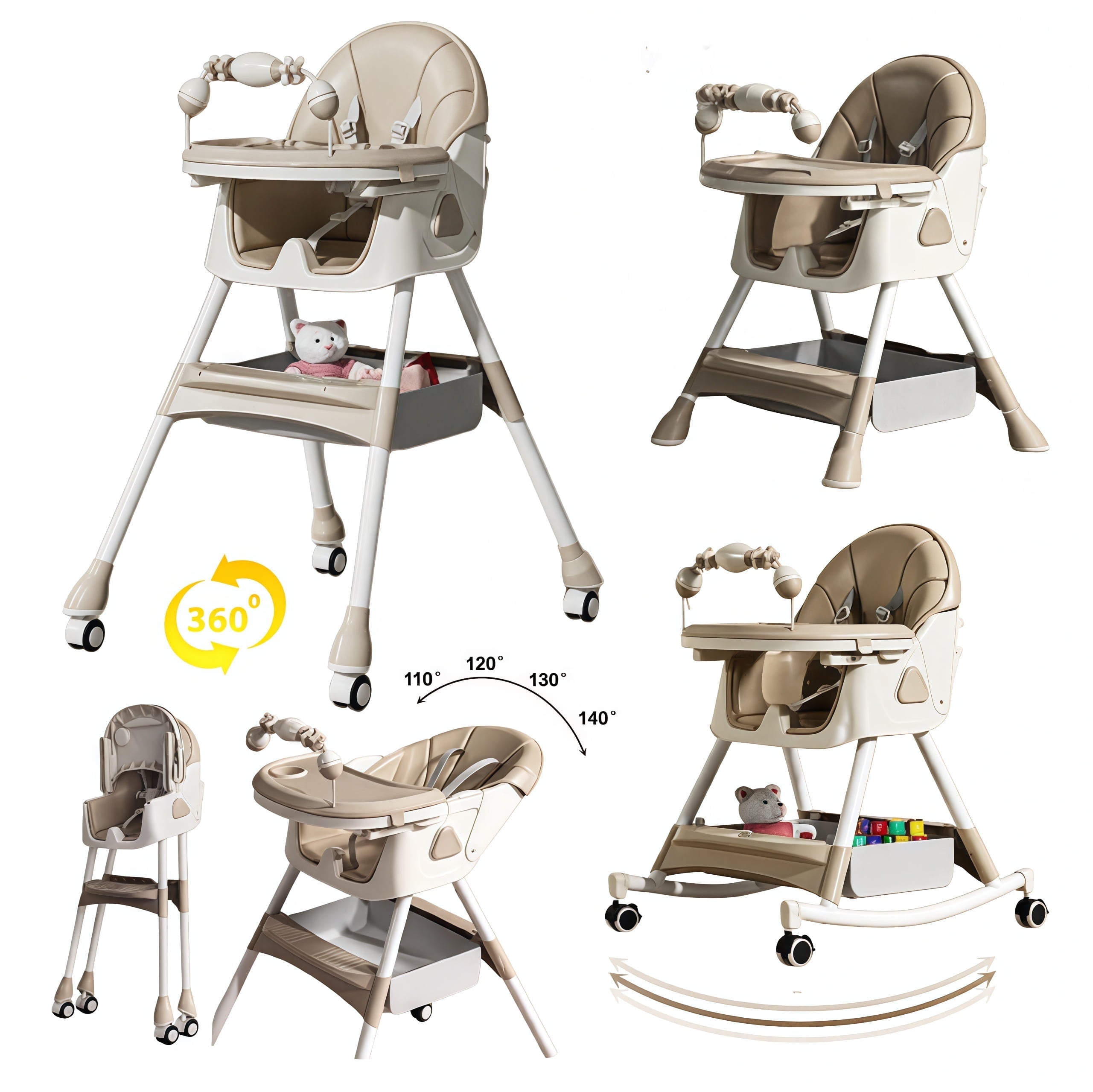 Baby High Chair & Rocking Chair & Baby scooter & Feeding Chair with Toy ...