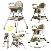 Baby High Chair & Rocking Chair & Baby scooter & Feeding Chair with Toy Rack for Babies and Toddlers,Convertible High Chair Seat,Grey