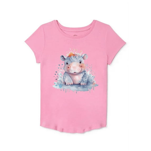 Baby Hippo Graphic T-Shirt for Girls Size 10-12