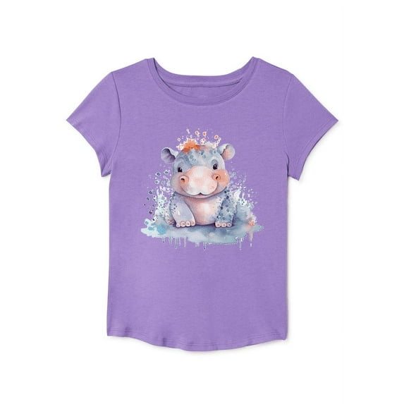 Baby Hippo Graphic T-Shirt for Girls Size 8