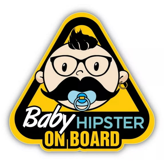 Baby Hipster On Board Sticker Phone Decal Water Bottle Stickers Car ...