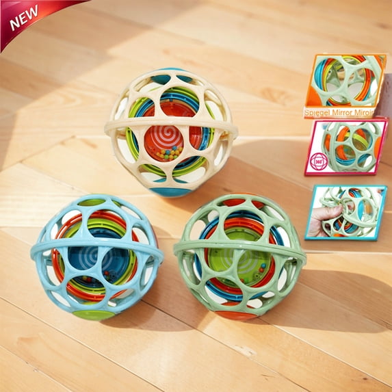 Bead Rattle Baby Hollow Hand Grasp Rattle Ball Toy, 360° Rotatable Sensory Soothing ...