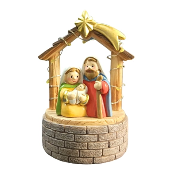 Baby Holy Family Nativity Statue, Resin Manger Scene Christmas Tabletop Decor for Indoor Holiday Display