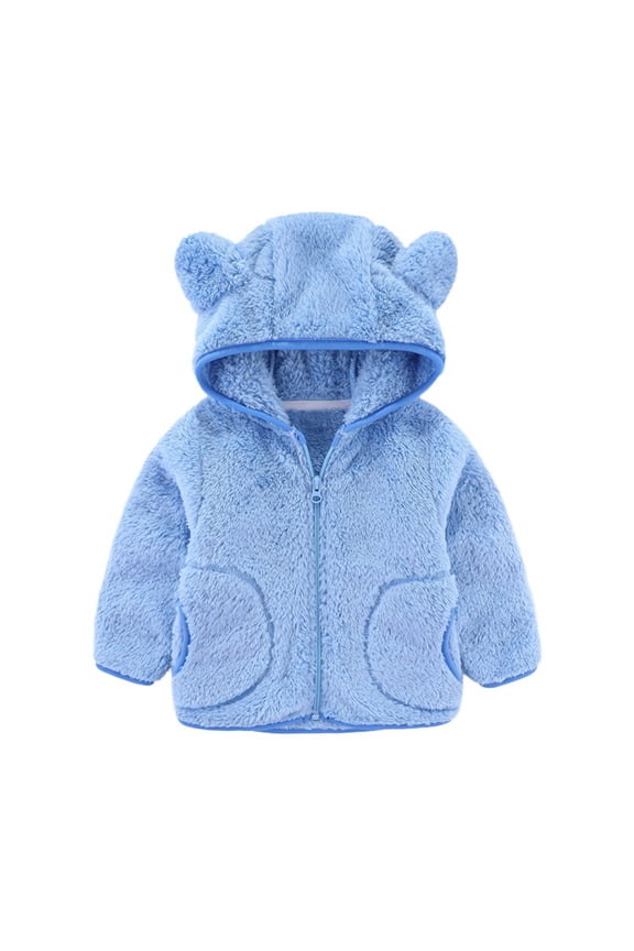 Baby Girls Boys Hoodie Jacket Coat Bear Ear Long Sleeve Zipper Up Jacket Cute Warm Coat Baby Winter Outwear Outfits 0-24 Months