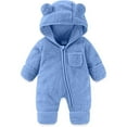 thumbnail image 1 of Baby Hooded Jumpsuit Cute Bear Ear Long Sleeve Bodysuit Warm Outfits Winter Clothes for Toddler Kids 0-12 Months, 1 of 4