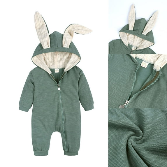 Baby Hooded Romper Baby Animal Outfit Long Sleeve Bodysuit Warm Baby Pajamas Girl Clothes 9-12M