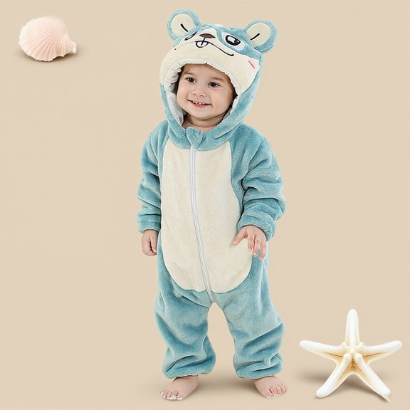 Baby Hooded Romper Cartoon Animal Outfit Long Sleeve Romper Baby Halloween Outfitss Girl Outfitss 2-3 Years