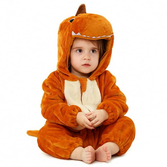 Baby Hooded Romper Unisex Toddler Animal Outfit Baby Bodysuit Long Sleeve Warm Baby Pajamas Clothes 6-12 Months