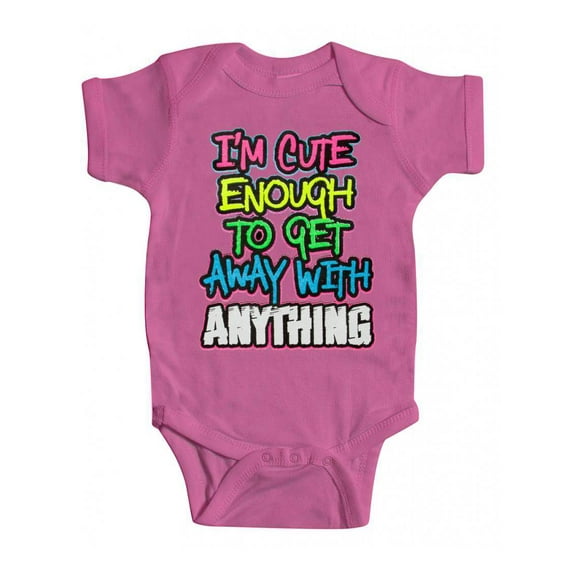 Baby "I'm Cute Enough" Bodysuit - Raspberry - 18M