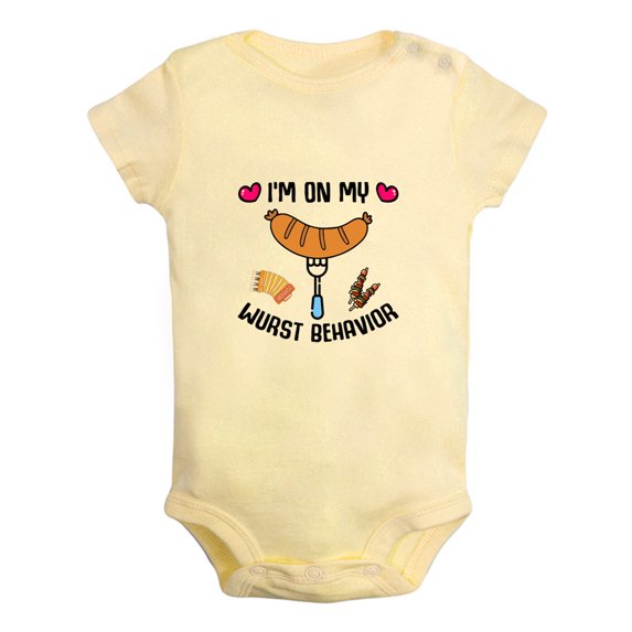 Baby I'm On My Wurst Behavior Funny Rompers Newborn Cute Musician Bodysuit Infant Jumpsuits Graphic One-Piece Outfits