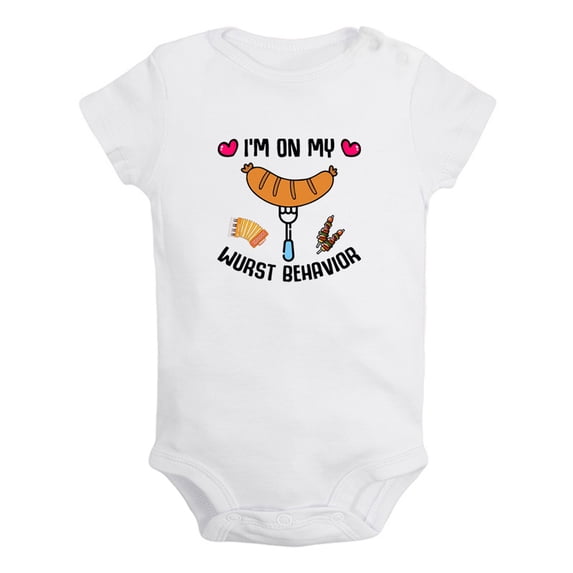 Baby I'm On My Wurst Behavior Funny Rompers Newborn Cute Musician Bodysuit Infant Jumpsuits Graphic One-Piece Outfits