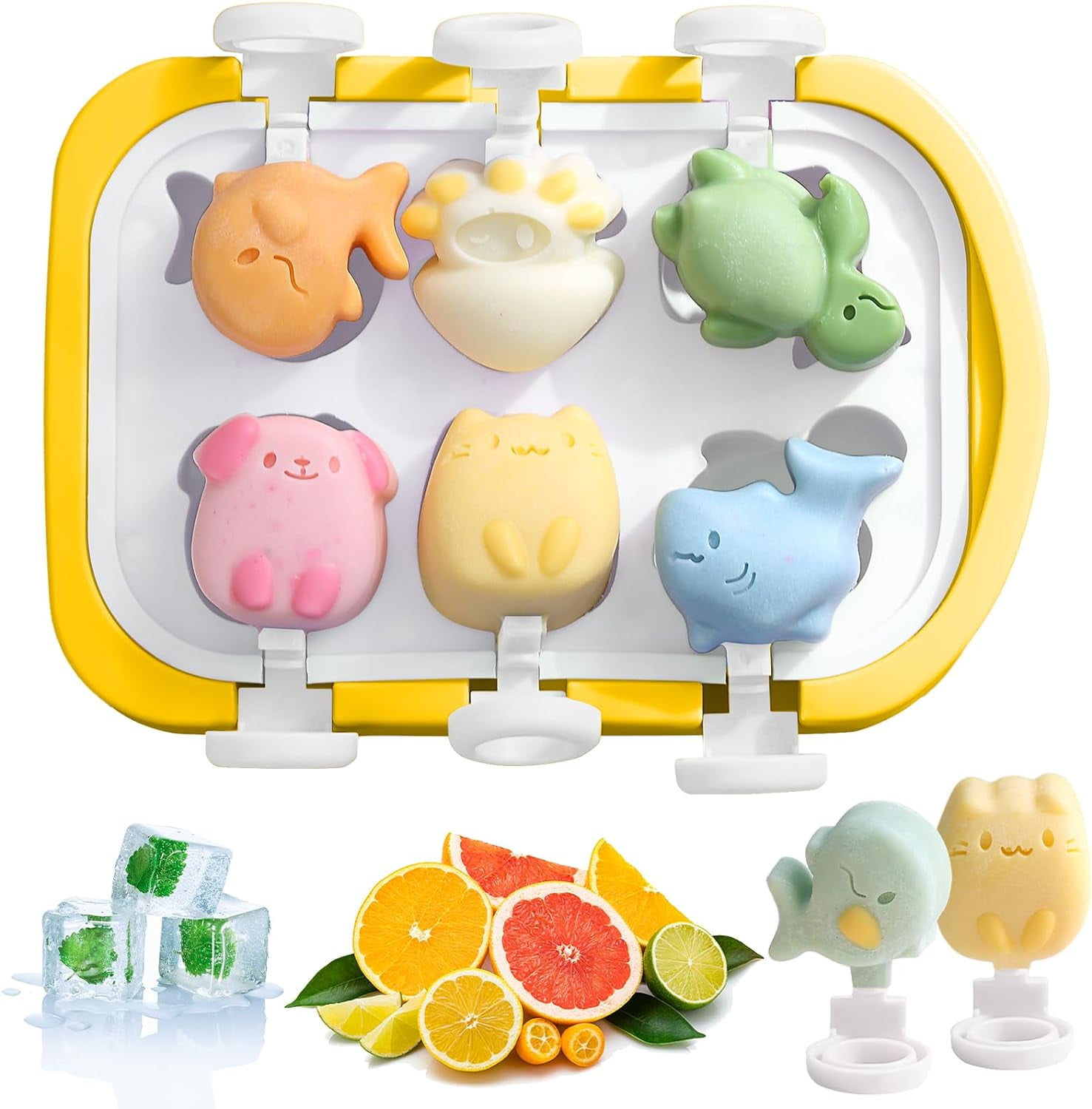 Baby Ice Lolly Moulds, Silicone Ice Lolly Moulds with Sticks, 6 Piece