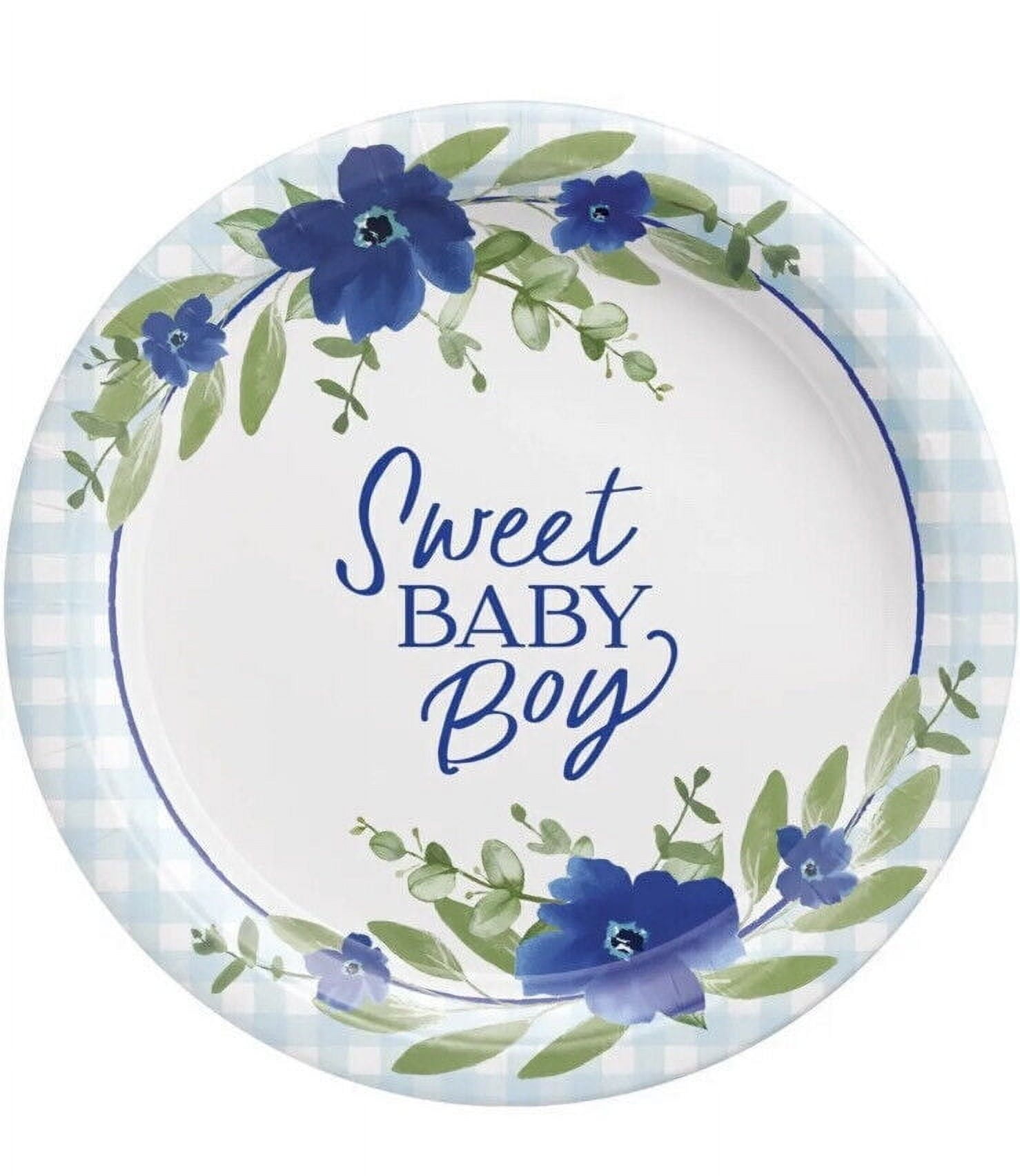 Welcome Little One Boy Disposable Plates - 8 Count Party Plates For Baby Showers & Celebrations - View #6