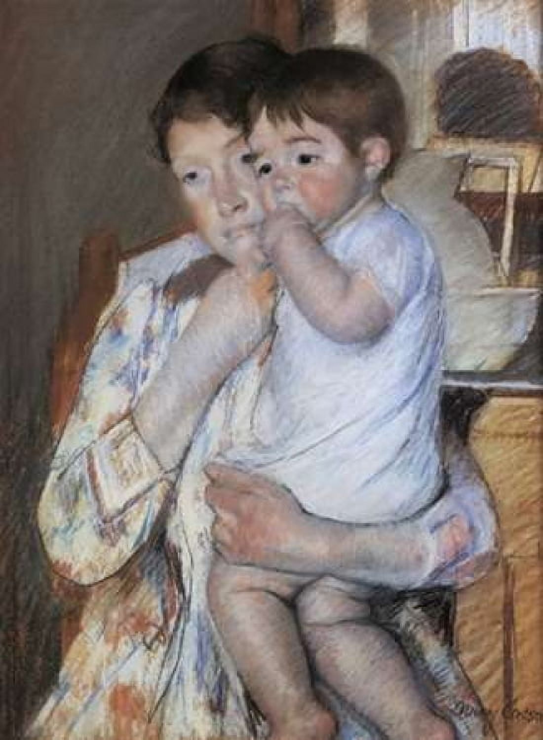 Baby In His Mother Arms 1889 Canvas Art - Mary Cassatt (18 x 24)