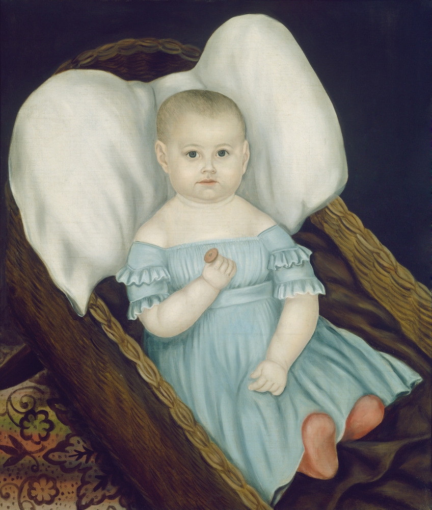 Baby In Wicker Basket Canvas Art - (18 x 24)