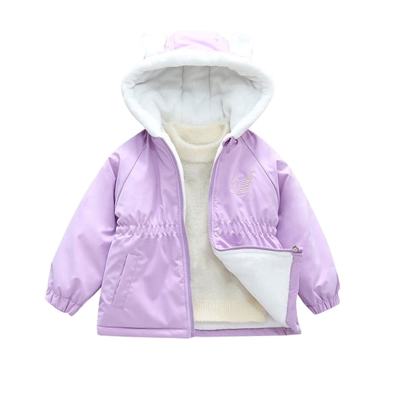 Baby Infant Baby Winter Coats Cute Hooded Jackets Winter Warm Fleece Windproof Outerwear With Pockets For Gifts,Purple 2,9 Months
