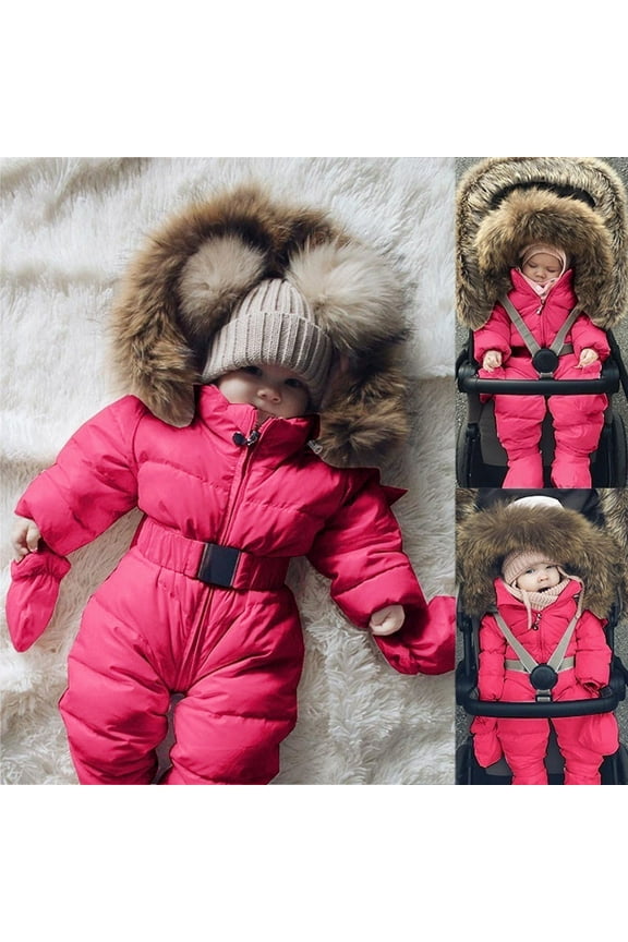 Baby Winter Snowsuit Coat Cute Romper Hooded Warm Jumpsuit Puffer Snowsuit Jacket Winter Baby Essentials 9-12 Months