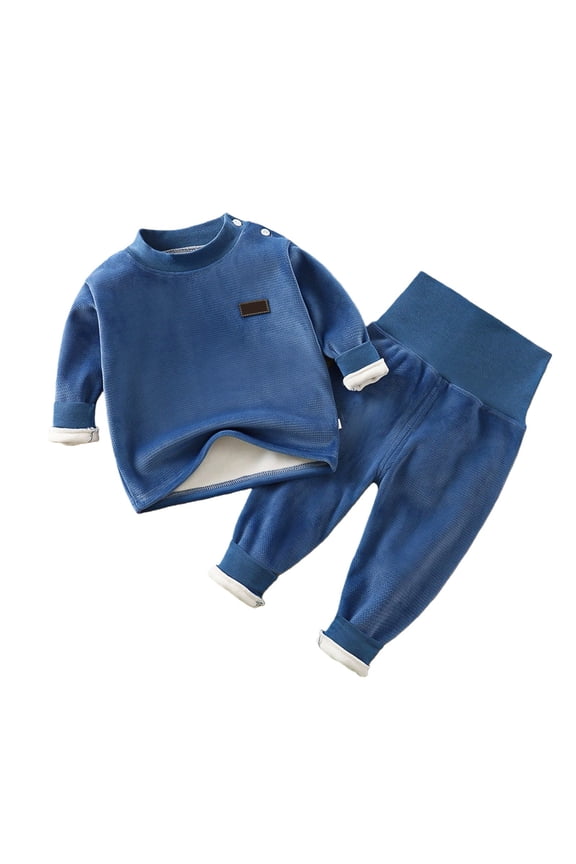 Baby Infant Flannel Thermal Pants Set 2 Piece Outfits Sherp?? Tops Pullover Sweatpant Winter Warm Casual Loose Sweatsuit