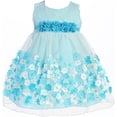 thumbnail image 1 of Baby & Infant Flower Girl Dress Tulle Overlay Satin Dress Aqua XL KD333, 1 of 2