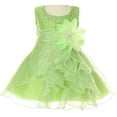 thumbnail image 1 of Baby & Infant Flower Girl Dress with Crystal Organza Cascading Ruffles Lime M CC1101B, 1 of 1