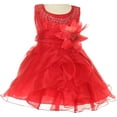 thumbnail image 1 of Baby & Infant Flower Girl Dress with Crystal Organza Cascading Ruffles Red M CC1101B, 1 of 1