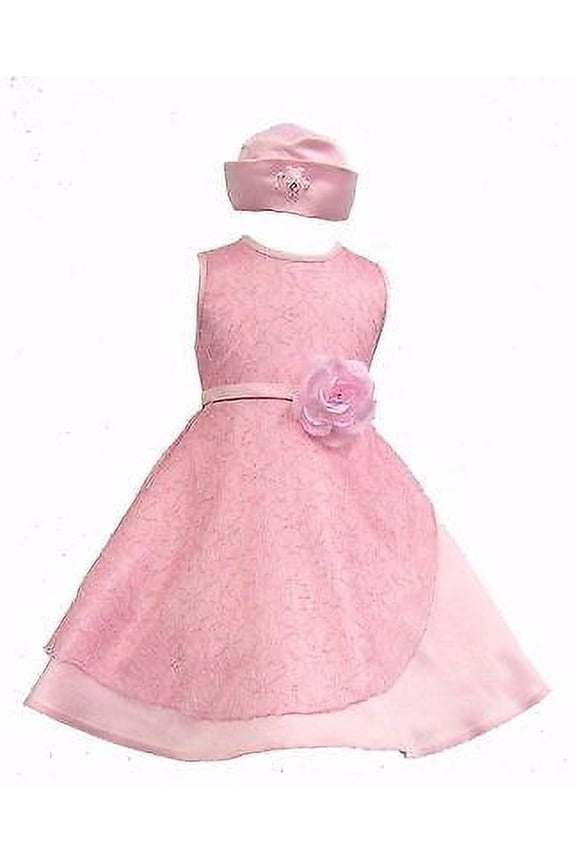 Baby Infant Girl Toddler Pageant Easter Wedding Formal Party Pink Dress S-XL