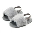 thumbnail image 1 of Baby Infant Girls Soft Sole Shoes Toddler Plush Slide Sandal First Walkers Anti-slip Walking Shoes, 1 of 4