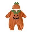 thumbnail image 1 of Baby Infant Halloween Pumpkin Onesie One Piece Orange Jumpsuits Toddler, 1 of 7