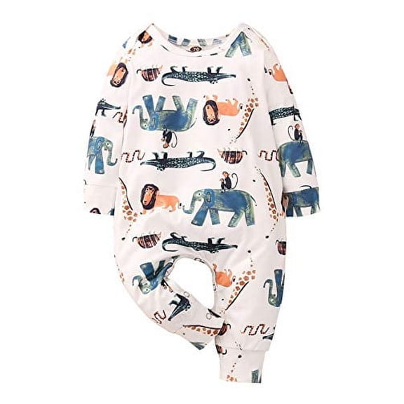 Baby Infant Long Sleeve Clothes Sleepwear Jumpsuit Animals Lion Elephant Alligator