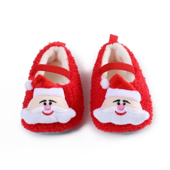 Baby Infant Newborn Christmas Shoes Plush Warm Snow Santa Claus Shoe