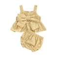 thumbnail image 1 of Baby Infant Two Piece Set, Sleeveless Floral Plaid Pattern Bow Decor Camisole Elastic Waist Shorts 0-18 Months, 1 of 8