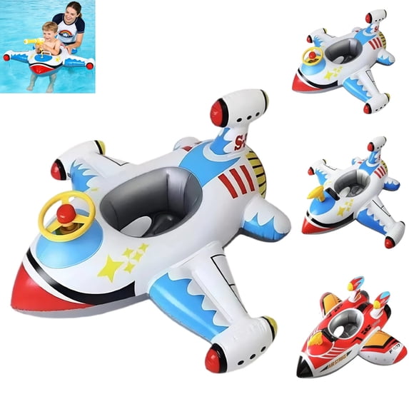 Baby Inflatable Pool Float Swimming Float Boat with Steering Wheel Horn for Kids Toddlers Age 1-4 Boys Girls Inflatable Ride-ons Summer Pool Swim Ring Beach Supplies Baby Float