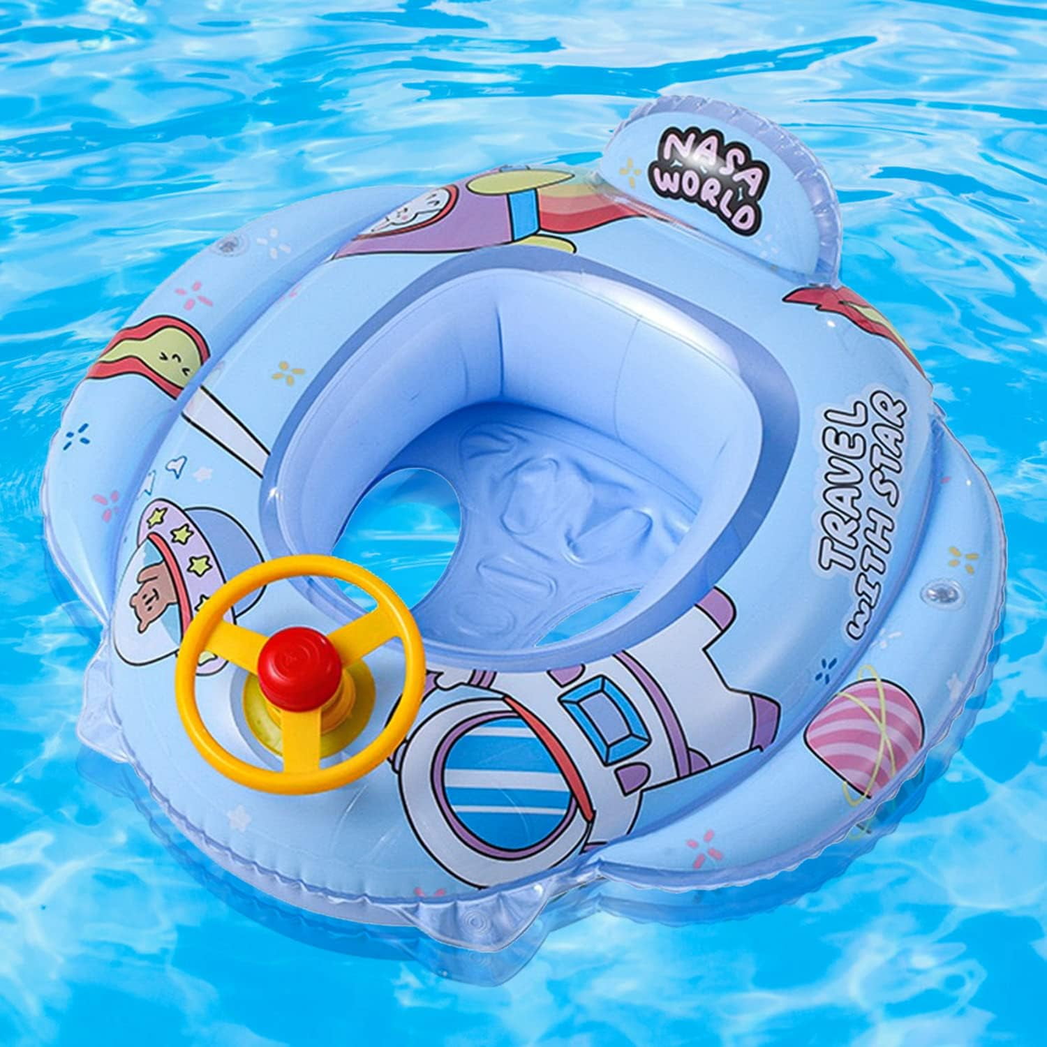 Baby Inflatable Pool Float, Swimming Float Boat With Steering Wheel