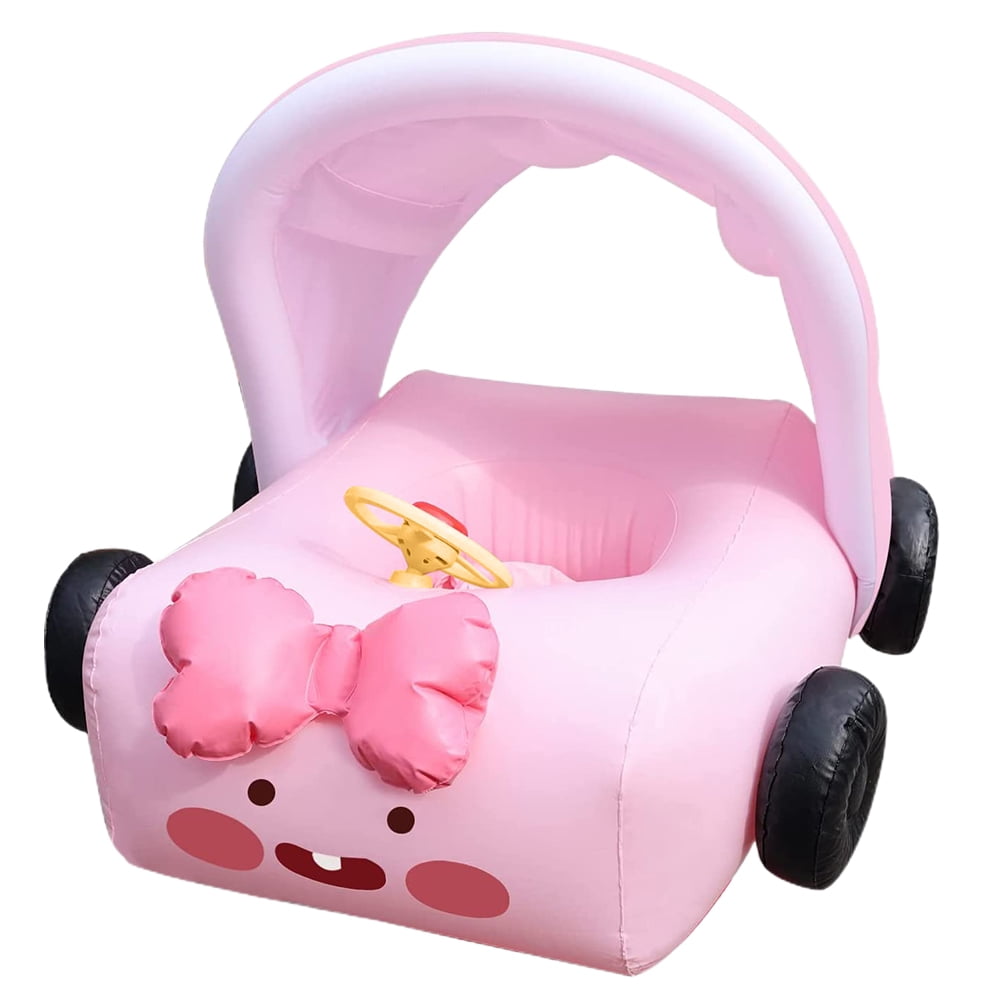 Baby Inflatable Pool Float with Canopy Car Shaped Babies Swim Float