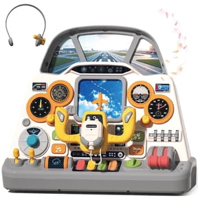Baby Interactive airplane Dashboard Toy, Cockpit Steering Wheel Pretend to Fly Experience Kits, Lighting and Music, Plane Driving Toy for 18 M+ Boys and Girls