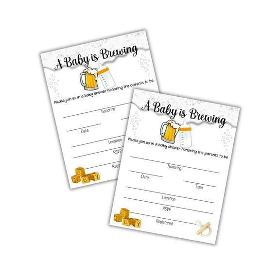 Baby Is Brewing Beer Shower Invitations 30pk 4.25x5.5 Postcards Diaper Raffle Books for Brewery Themed Brunch Banner Mugs Can Cooler