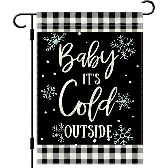 Baby It''s Cold Outside Garden Flag Winter Snowflake Garden Flag 12×18 Inch Double Side Buffalo Plaid Check Rustic Farmhouse Yard Flag Christmas Winter Outdoor Decor