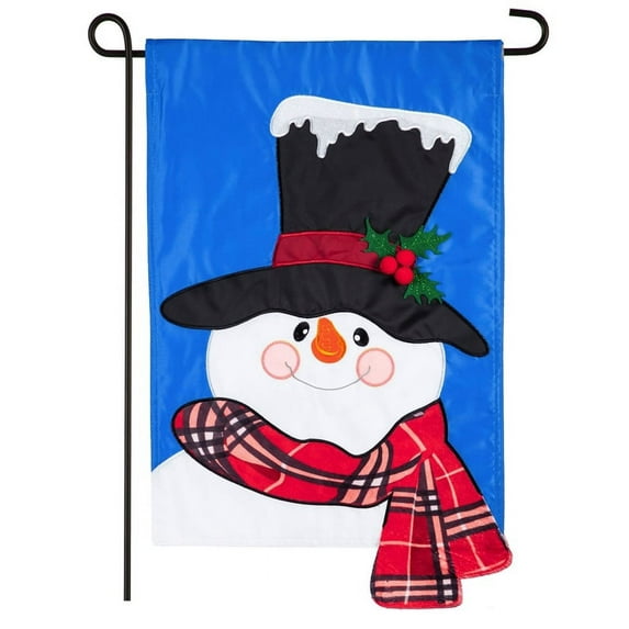Baby It's Cold Outside Snowman Garden Flag 2 Sided Applique