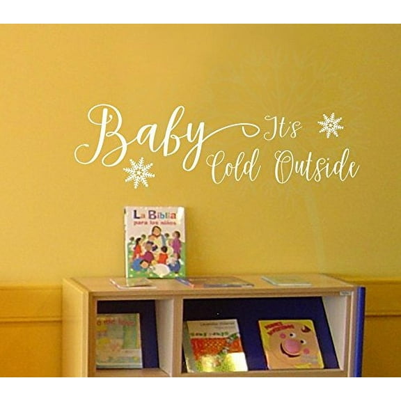 Baby It's Cold Vinyl Decals Wall Sayings Winter Stickers, White,23x7-Inch