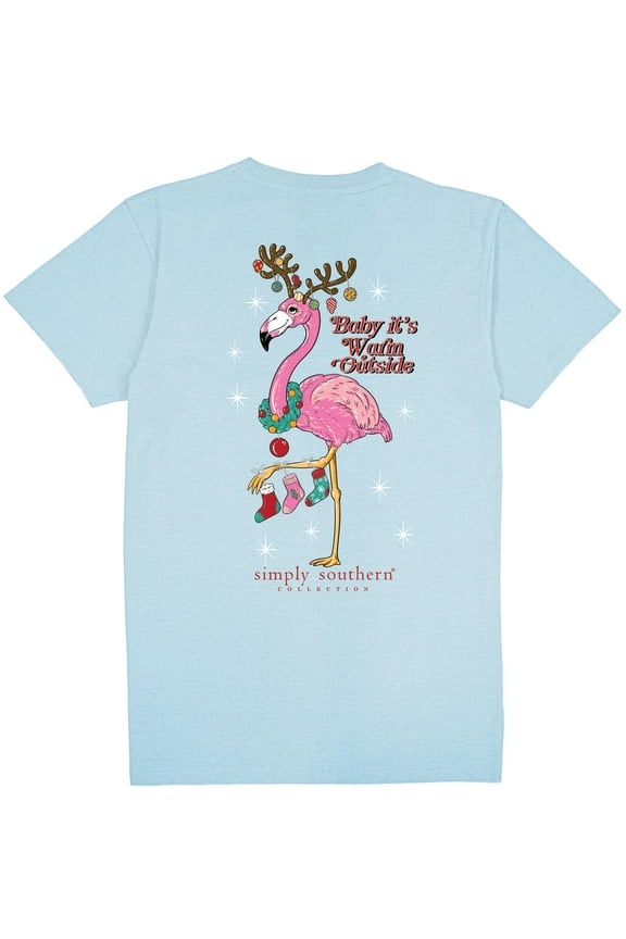 Baby It's Warm Outside - Flamingo - Christmas - Adult T-Shirt Small