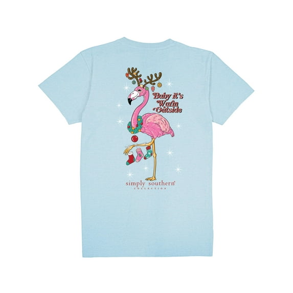 Baby It's Warm Outside - Flamingo - Christmas - Adult T-Shirt Small